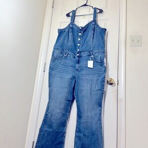 NWT Jessica Simpson Blue Denim Jeans Overalls Plus Size 22 W